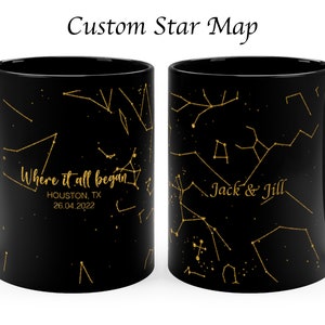 Mappa stellare personalizzata per data sulla tazza, regalo di anniversario per lui, regalo di anniversario significativo. Cielo notturno personalizzabile, dove tutto ebbe inizio