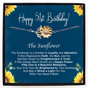 50th Birthday Gift Sunflower Bracelet Spiritual Gift For Her Women Daughter Granddaughter Niece Bestie - Sterling Silver Jewelry For Women