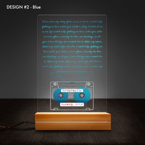 Cassette Tape Night Light, cadeau d'anniversaire de mariage unique, paroles de chansons personnalisées, disque vinyle paroles personnalisées cadeau rétro pour lui/elle/musicien