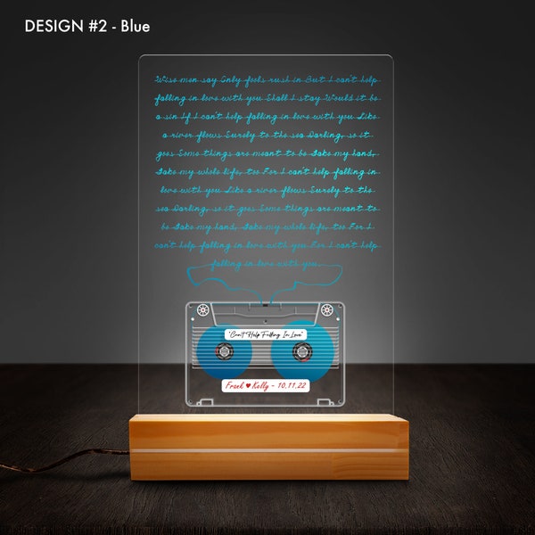 Cassette Tape Night Light, Unique Wedding Anniversary Gift, Custom Song Lyrics, Vinyl Record Custom Lyrics Retro Gift for Him/ Her/ Musician