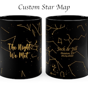 Mappa stellare personalizzata per data sulla tazza, regalo di anniversario per lui, regalo di anniversario significativo. Cielo notturno personalizzabile, La notte che ci siamo incontrati