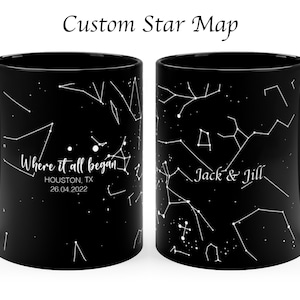 Carte des étoiles personnalisée par date sur la tasse, cadeau d'anniversaire pour lui, cadeau d'anniversaire significatif. Ciel nocturne personnalisable, là où tout a commencé
