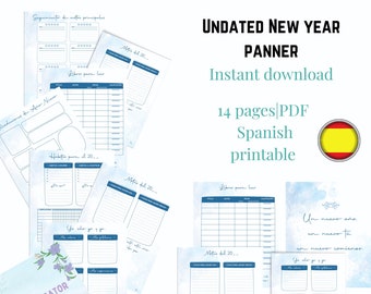 Undated Planner, Personal Tracker, New Years Printable |Goal Planner, Goal Setting Worksheet|Spanish