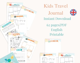 Kids Travel Journal Printable, Vacation Activity Book for Children, Adventure Diary for Road Trips