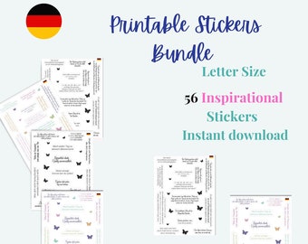Motivational German Stickers, self care stickers, Planner Stickers, Inspirational Sticker, Digital Stickers, Printable Stickers