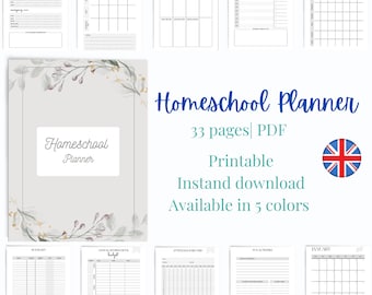 Undated Homeschool Printable Planner| 20+ Pages | Digital PDF, Instant Download
