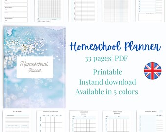 Undated Homeschool planner Printable |20+ pages| Digital PDF, Instant Download|Homeschool Daily Planner Homeschool Planner Printable