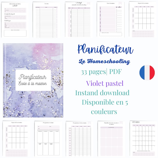 Agenda scolaire| L'école à la maison | planificateur d'éducation - calendrier mensuel | Planificateur mensuel | planificateur hebdomadaire | planificateur d'activités | organisateur scolaire