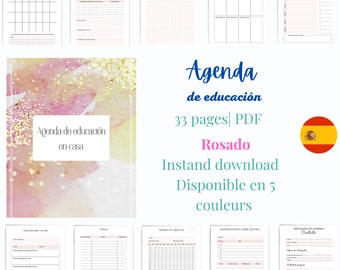 Agenda de educación|Spanish printables|Spanish planner|Spanish notebook|Print spanish|digital spanish| Pastel pink planner