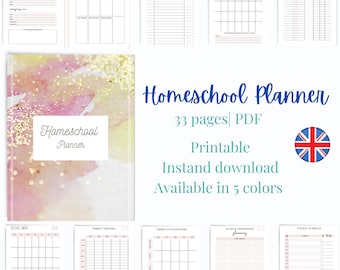 Undated Homeschool planner Printable |20+ pages| Digital PDF, Instant Download