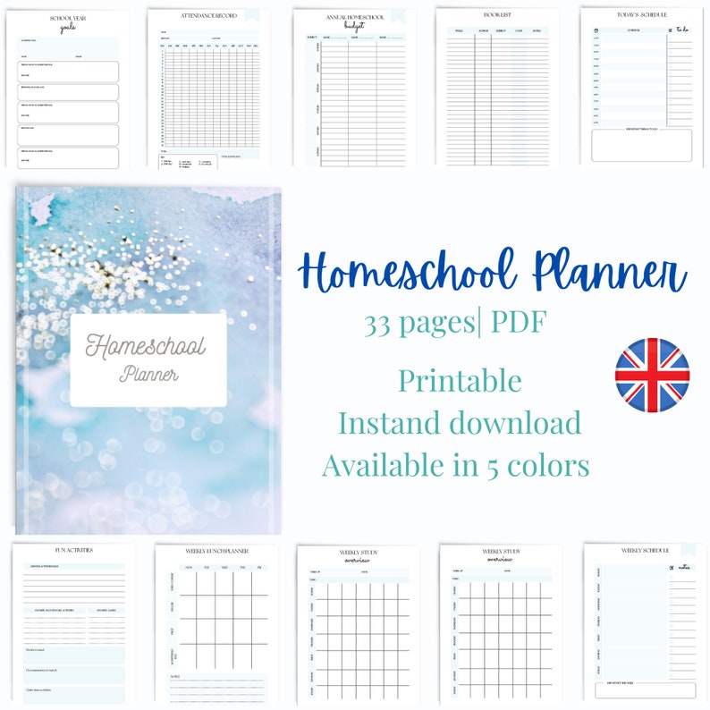 Homeschool Planner Printable | 20+ Pages|digital PDF, Instant Download ...