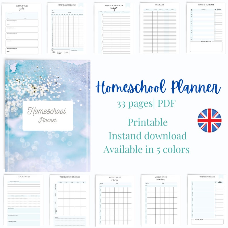 Homeschool Planner Printable 20 PagesDigital PDF, Instant DownloadHomeschool Daily Planner Homeschool Planner Printable image 4