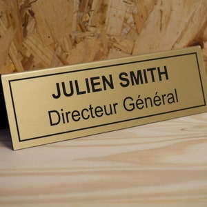 Personalized name tag for modern professional office, custom engraved name plate, golden name plate, office easel