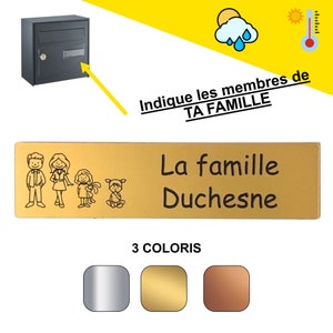 Placa adesiva gravada personalizada para caixa de correio com nome de família – formato 10x2,5 cm, presente ideal