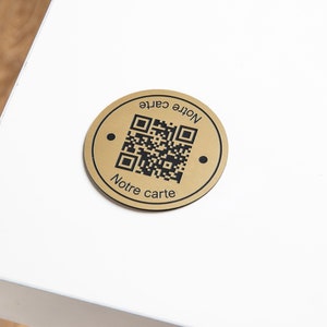 Plaque QR Code ronde personnalisée avec adhésif – Pour restaurant, hôtel, réseaux sociaux ou avis Google
