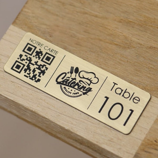 Kleines personalisiertes QR-Code-Schild, kontaktloses Menü, Logo, Tischnummer, Restaurant, Hotel, Bar, Gîtes, Bed and Breakfast