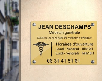 Plaque professionnelle médecin Personnalisé en PVC, ACRYLIQUE, signalétique murale gravée