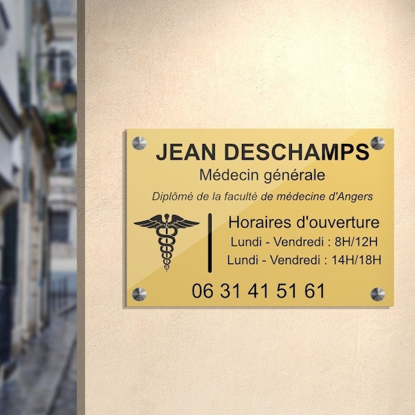 Personalized doctor professional plaque in PVC, ACRYLIC, engraved wall signage
