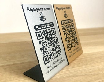 Support QR code WIFI for Hotel, AirBnB, Gîtes, Bed and Breakfast - Custom engraved easel support