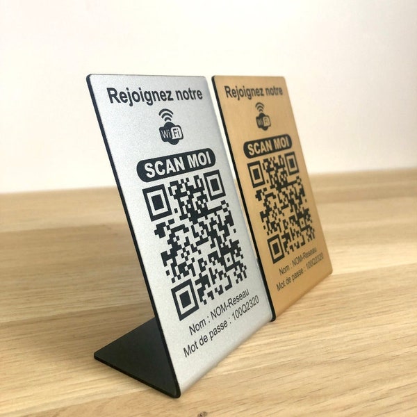 WIFI QR code support for Hotel, AirBnB, Gîtes, B&B - Personalized engraved easel support