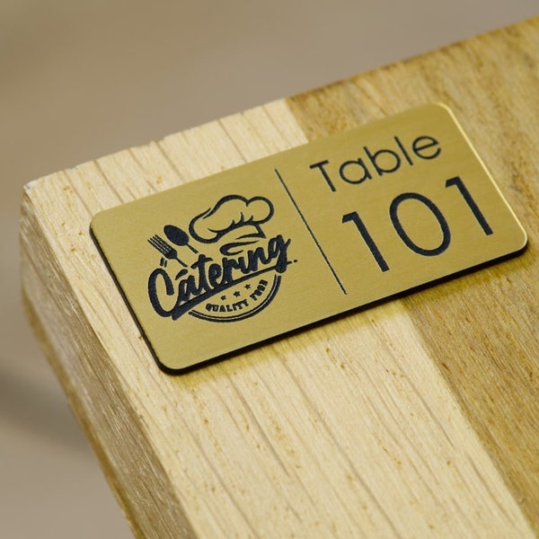 Numéro de Table Restaurant Personnalisé avec Votre Logo - Plaque gravé - Design Original