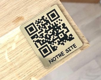 Porta codice QR inciso personalizzato – Menù contactless per ristoranti, hotel, bar, Wi-Fi – Instagram, Facebook, recensioni di Google – Cartello adesivo