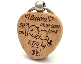 Personalized key ring "Baby birth", nice gift for new parents