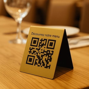 Personalized Engraved QR Code Stand – Contactless Menu Support for Restaurants, Hygienic and Modern Presentation