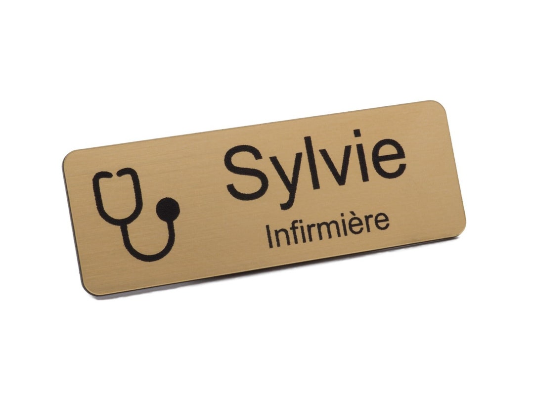 Badge Médecin Personnalisé Gravé avec Finition Dorée Cadeau Idéal pour Femme, Homme, Étudiant en