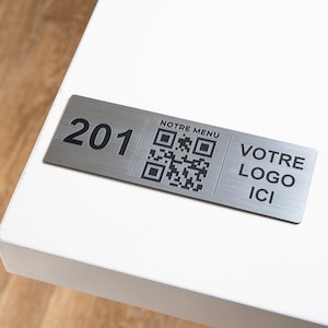 Plaque QR code Rectangle + Logo + Numéro, Menu sans contact, Restaurant, Hôtellerie, Bar, QR code Instagram, Facebook, Gîtes