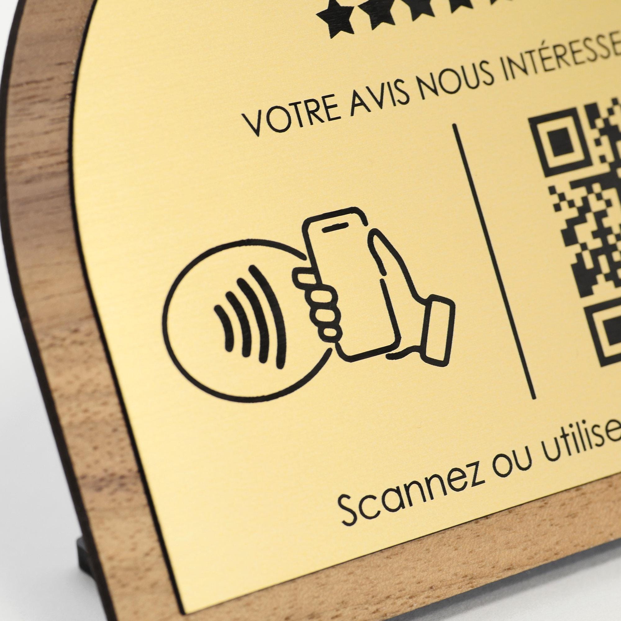 Support Chevalet QR Code Bois Gravé Personnalisé (NFC) – Support d'Avis ...