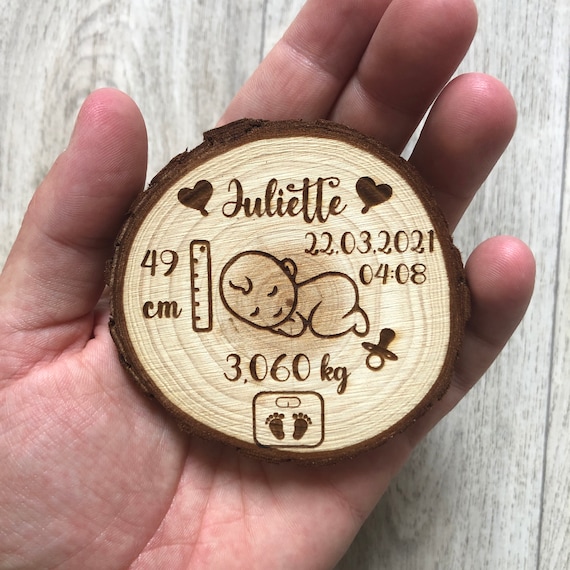 Baby Birth Magnet Personalized Wooden Baby, Magnetic, New Parents Gift,  Baby Birth Gift 