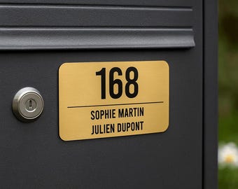 Placa de caixa de correio personalizada - Número gravado, adesivo 3M, placa de plástico durável, decoração para áreas externas