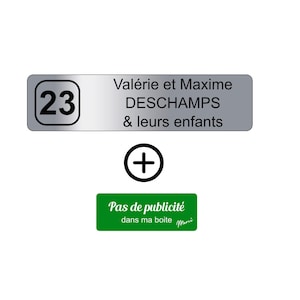 Plaque de boite aux lettre + STOP PUB