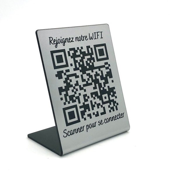 WIFI QR code support for Hotel, AirBnB, Gîtes, B&B - Personalized engraved easel support