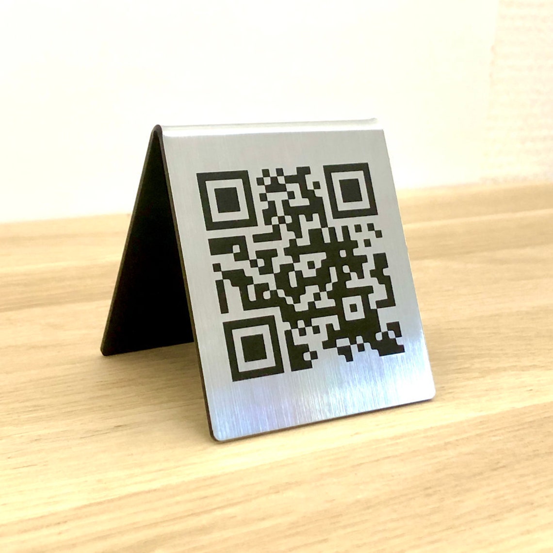 Custom Engraved QR Code Easel for Restaurant Menus Hygienic Etsy