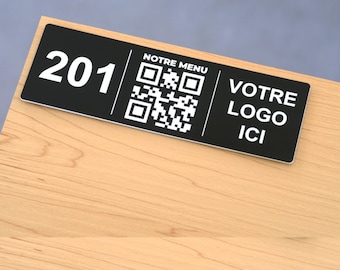 Plaque QR code Rectangle + Logo + Numéro, Menu sans contact, Restaurant, Hôtellerie, Bar, QR code Instagram, Facebook, Gîtes