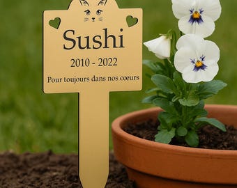 Personalized Pet Memorial Plaques - Engraved Memorial Plaque, Gold Funeral Marker for Death