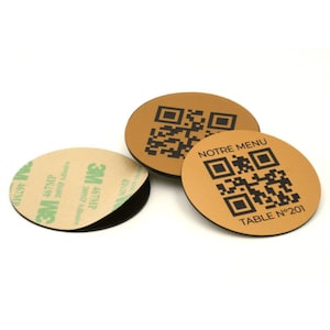 Plaque Qr Code Personnalisé Rond pour Menu Sans Contact - Restaurant, Hôtellerie, Bar - Lien Vers Instagram, Facebook, Gîtes
