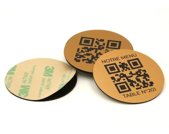 Plaque Qr Code Personnalisé Rond pour Menu Sans Contact - Restaurant, Hôtellerie, Bar - Lien Vers Instagram, Facebook, Gîtes