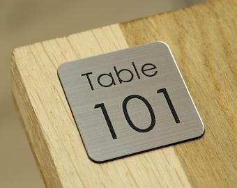 Personalized Square Restaurant Table Number - Engraved Plate - Original Design