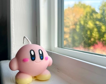 Vela inspirada en los videojuegos retro de Kirby - Hecha a mano, 100% cera de soja