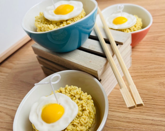 Ramen Egg Soy Wax Candle - Chow Mein Ichiban Bowl Noodle soup