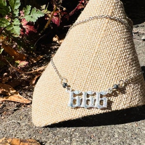 666 satanic gothic charm necklace with miniature clay seed beads
