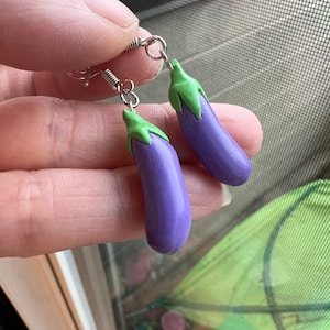 Handmade Eggplant Earrings