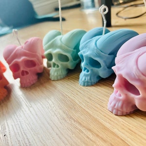 Handmade Shofar Demon Skull Soy Candle Altarpiece
