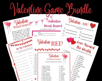 Valentine Game Bundle Digital Download Seven Games Valentine Party Kids Adult Children Teacher Resource Includes Answer Keys Use Today