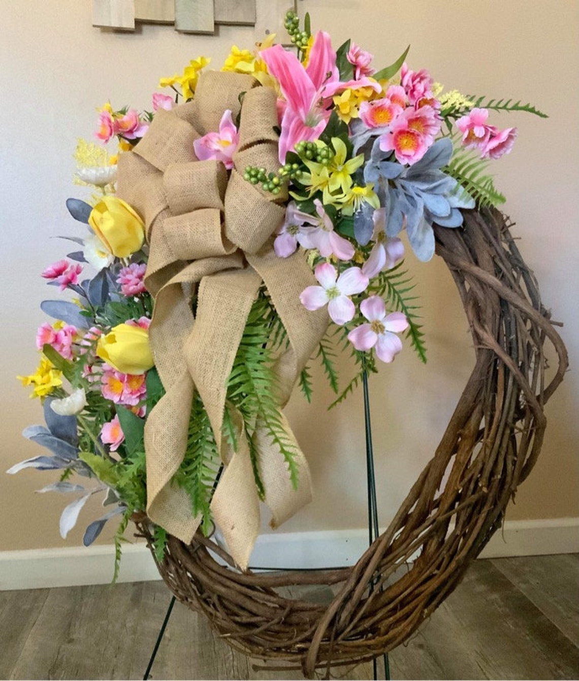 Spring Grapevine Wreath for Cemetery or for your Home Etsy