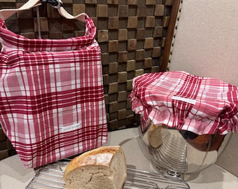 Beeswax Sourdough Bread Bag: Reusable , and/or Single Bowl Cover, or COMBO - ALL  handmade