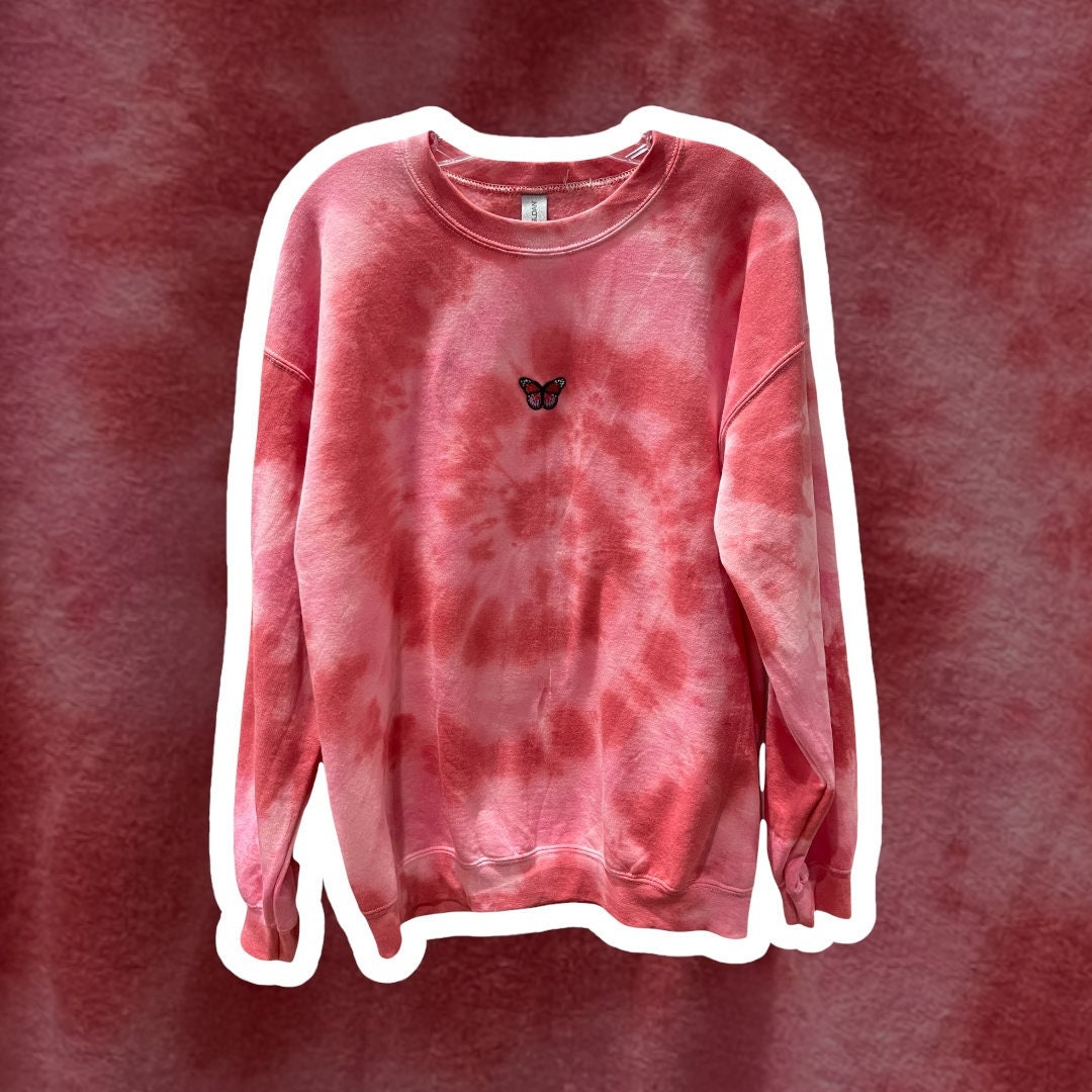 Pink and red tie dye sweatshirt deals